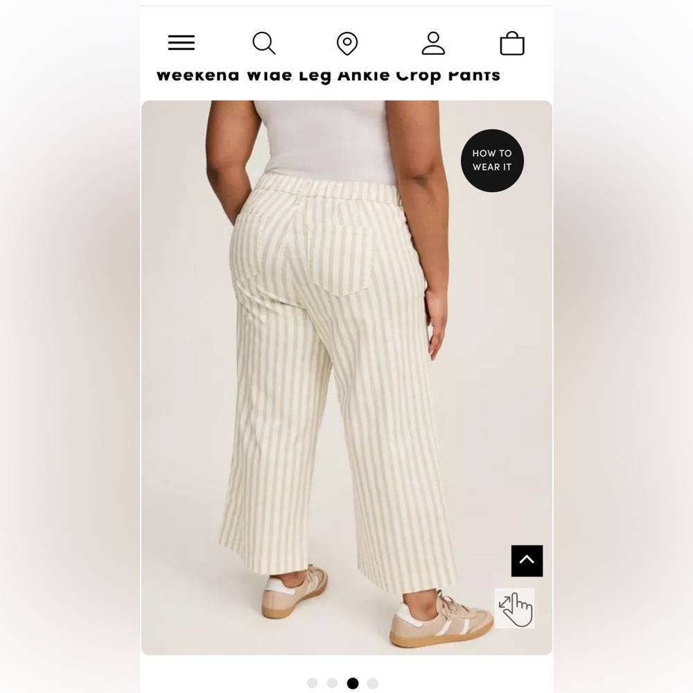 Torrid, size 1, Striped weekend wide leg ankle crop pants - color cloud dancer - Picture 3 of 5